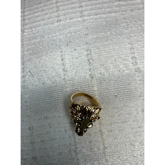 Vintage Golden Stainless Steel Lion Head Ring Men's Size 10 Leo - Picture 2 of 4